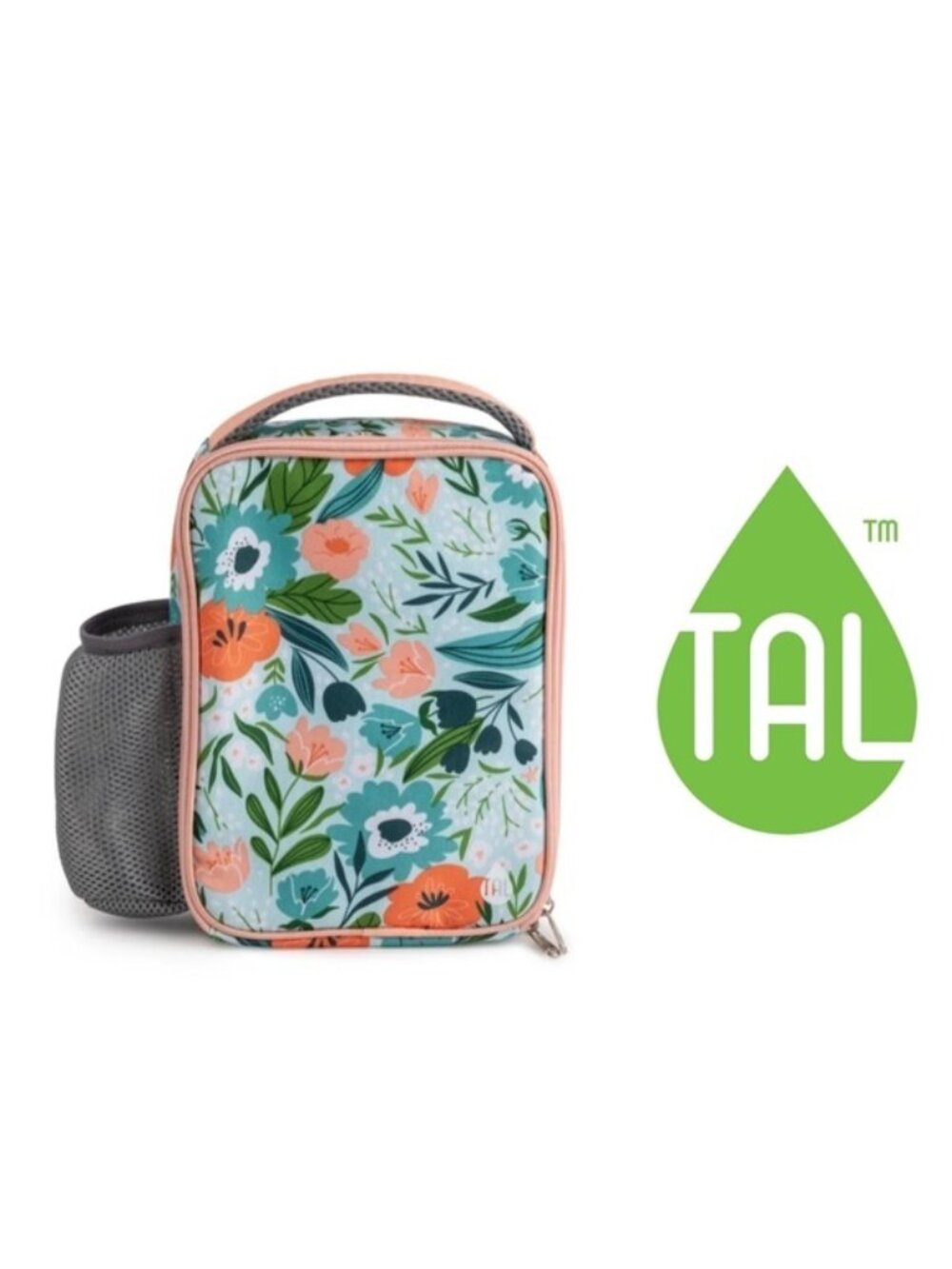 Tal | Blue & Coral Insulated Lunch Box with Hydration Pocket | Kids Lunchbag